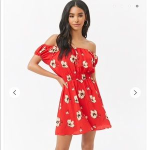 Forever 21 Red/Cream Woven Dress
